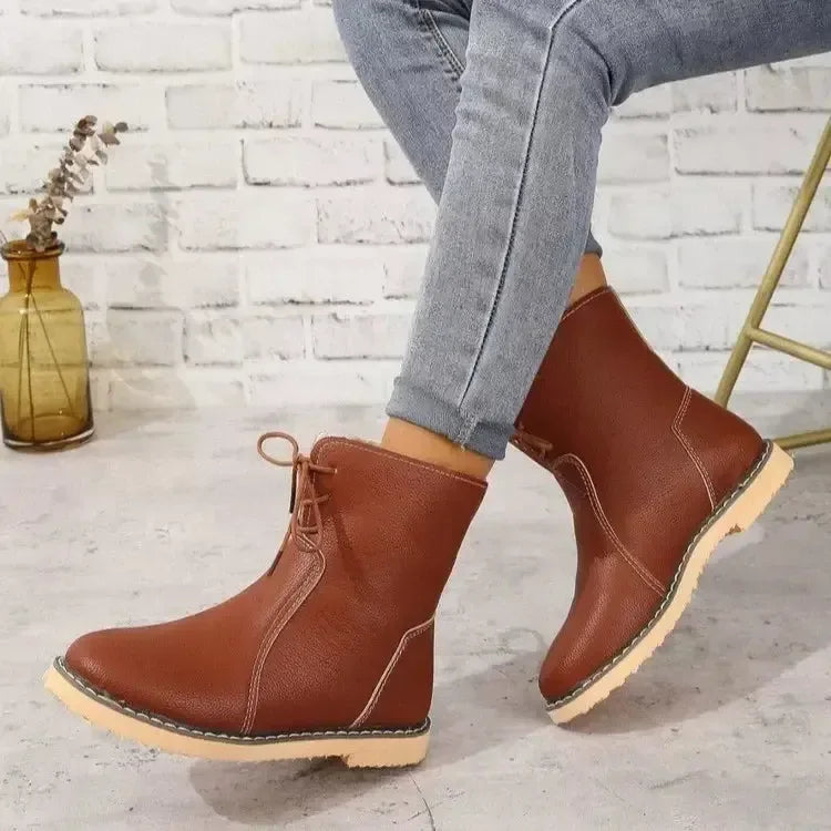 Round Toe Platform Boots - Plush Fashion Hub