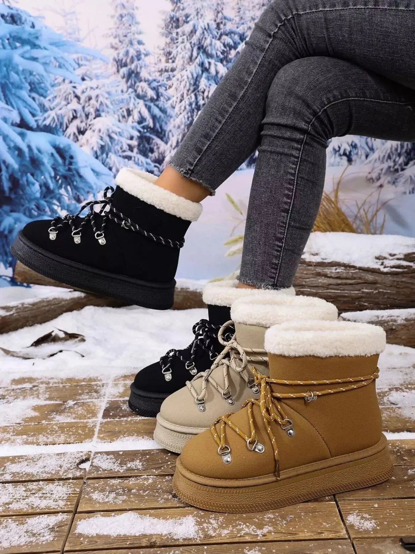 Round Toe Platform Boots - Plush Fashion Hub