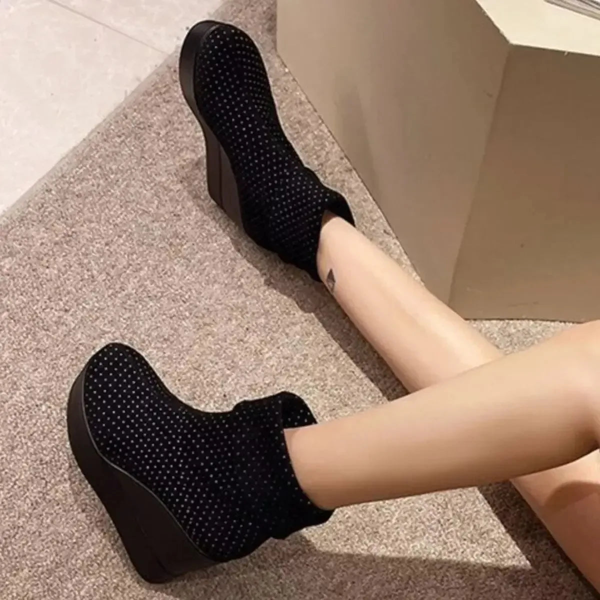 Round Toe Wedge Boots - Plush Fashion Hub