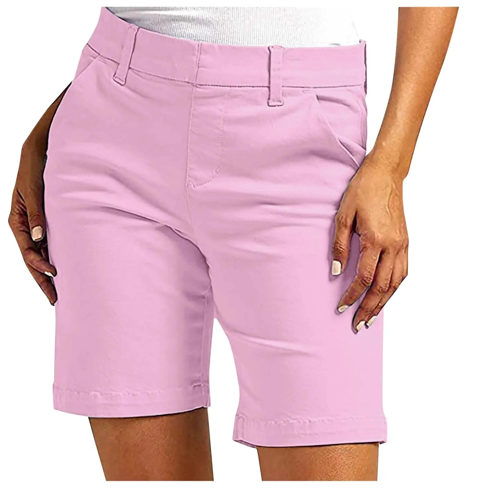 Women's summer stretch hiking shorts by FitiqueFit, casualwear with a comfortable fit, shown in a neutral color with a relaxed style.