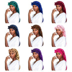Plush Fashion Hub satin women’s bonnet with long tail braid design, sleep cap and head cover for night, shower, or sauna use