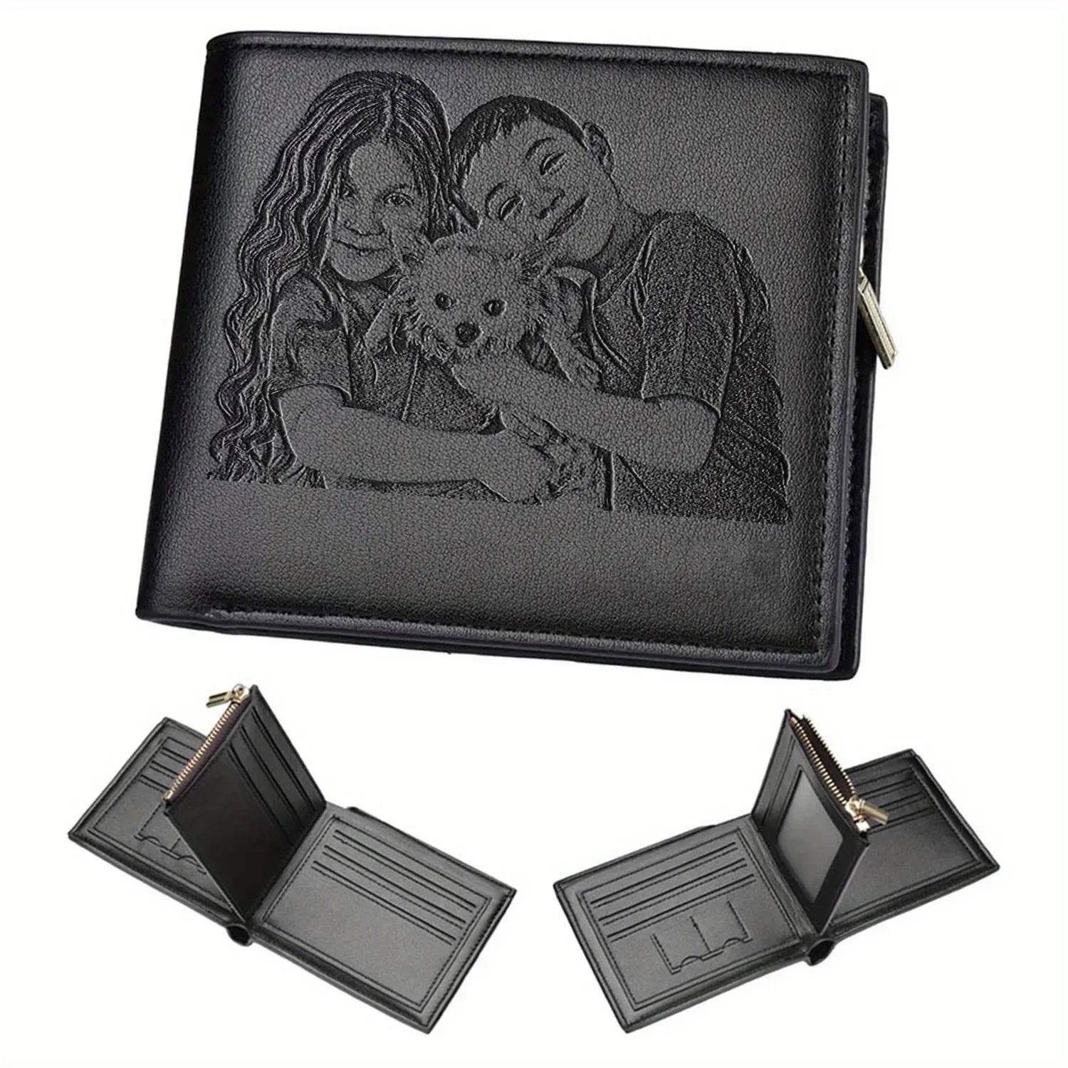 Personalized men's leather wallet with custom engraving, stylish gift option for him by Trendy Attic Store01