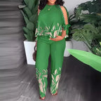 Plus size women's two-piece short sleeve outfit by Plush Fashion Hub, stylish and comfortable fashion set for women.
