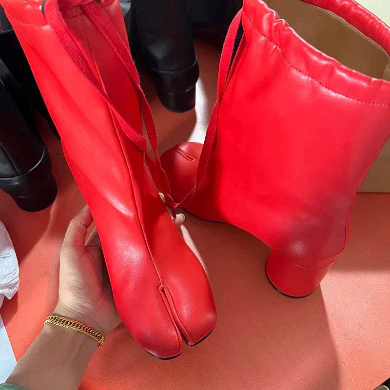 2025 Chunky High Heel  Women Winter Short Ankle Boots - Plush Fashion Shop #