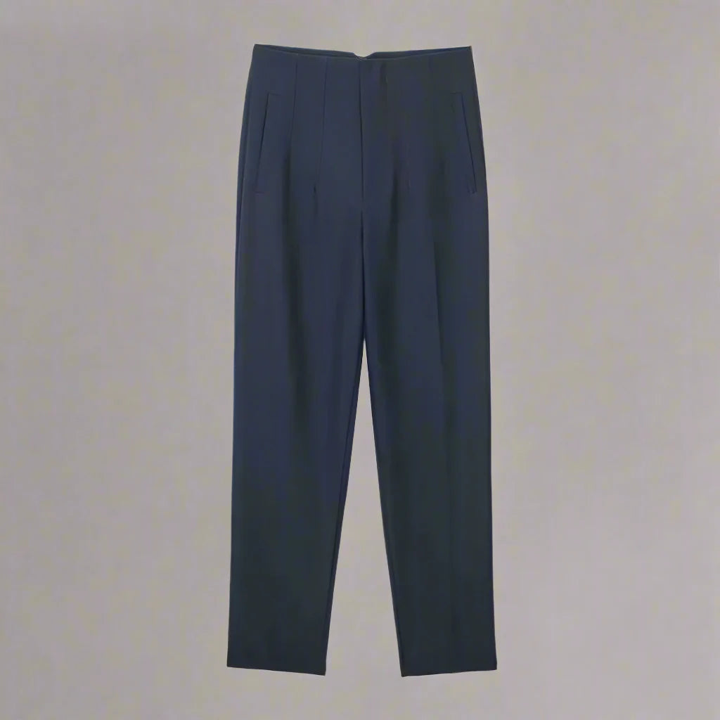 Women’s high waist slim casual trousers by Plush Fashion Hub, shown in black fabric with a tailored fit and clean design.