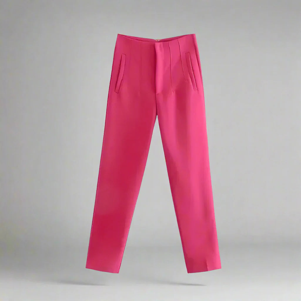 Women’s high waist slim casual trousers by Plush Fashion Hub, showcasing a fitted design and versatile style.