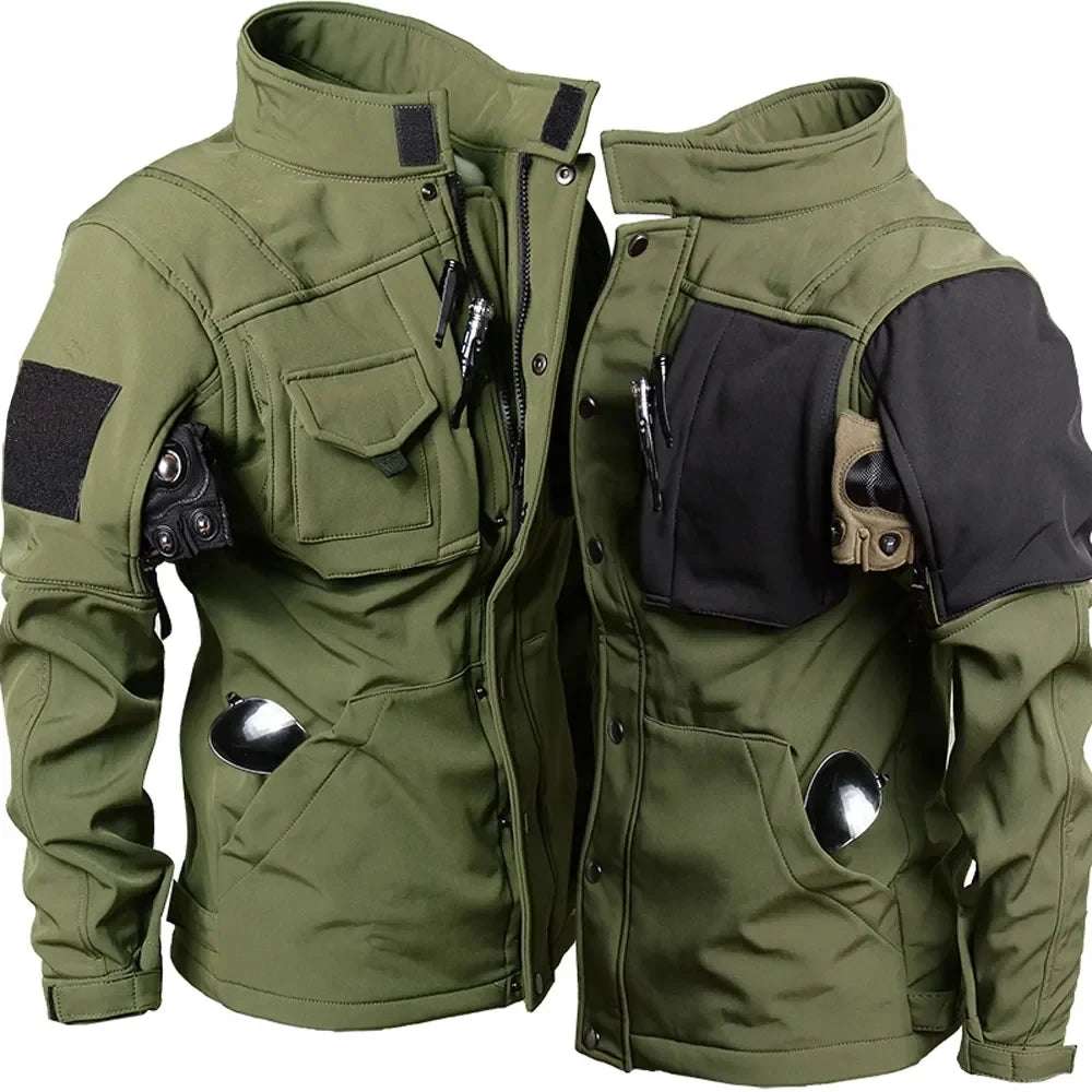 Tactical  Men's Military Soft Shell  Waterproof Windproof Fleece Warm  Multi-pocket Coats - Plush Fashion Shop #