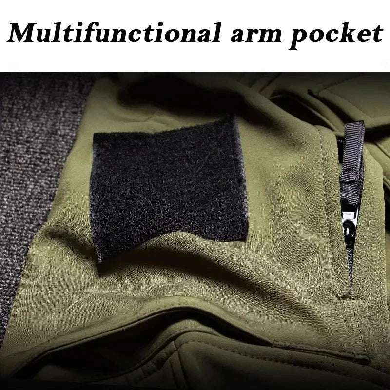 Tactical  Men's Military Soft Shell  Waterproof Windproof Fleece Warm  Multi-pocket Coats - Plush Fashion Shop #