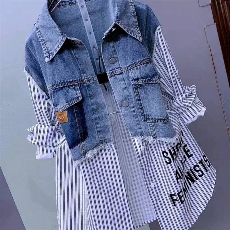 New Design Sense Stitching Women Fashion Striped Denim JacketGet ready to make a statement with our New Design Sense Stitching Women Fashion Striped Denim Jacket! With its unique and stylish stitching, this jacket will elevateShirtsPlush Fashions ShopPlush Fashion Shop