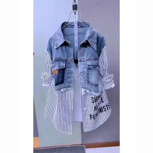 New Design Sense Stitching Women Fashion Striped Denim JacketGet ready to make a statement with our New Design Sense Stitching Women Fashion Striped Denim Jacket! With its unique and stylish stitching, this jacket will elevateShirtsPlush Fashions ShopPlush Fashion Shop