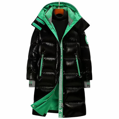 Winter Down Cotton Jacket Big Fur Collar Hooded Thickened Unisex Coat.