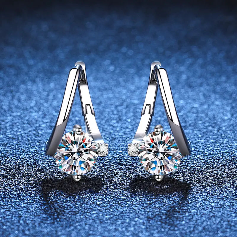 S925 Silver Moissanite Affordable Luxury Earrings - Plush Fashion Hub