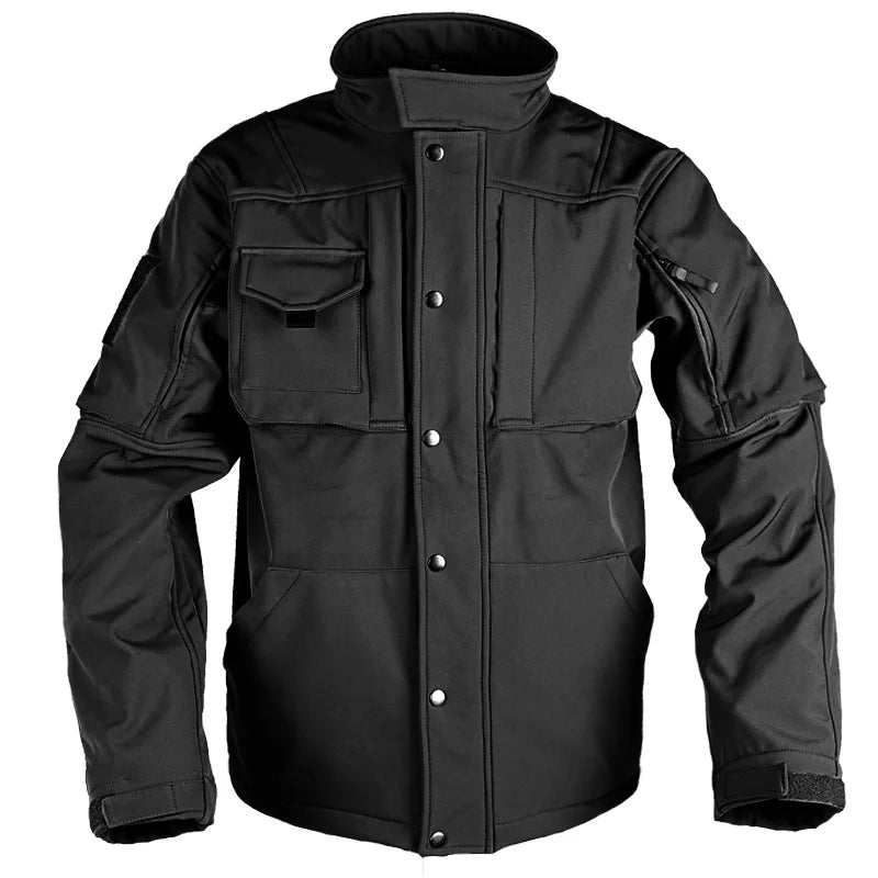 Tactical  Men's Military Soft Shell  Waterproof Windproof Fleece Warm  Multi-pocket Coats - Plush Fashion Shop #