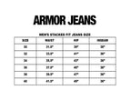 ARMOR JEANS ASJ691 Silhouettes stacked jeans pants with a relaxed fit and stylish design, displayed folded on a neutral background.