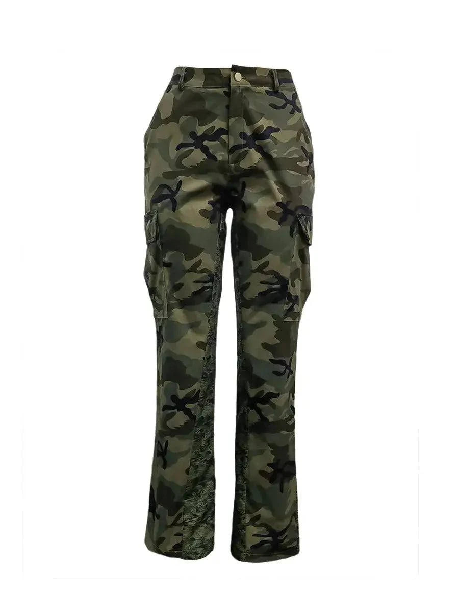 Camo Print Side Pocket Cargo Pants For WomenBe bold and confident with these Camo Print Side Pocket Cargo Pants for Women! Designed with a camouflage print and side pockets, these pants are both stylish and fuPantsPlush Fashions ShopPlush Fashion Shop