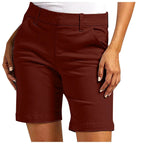 Women's summer stretch hiking shorts by FitiqueFit, casualwear, showing lightweight fabric and comfortable fit for outdoor activities.