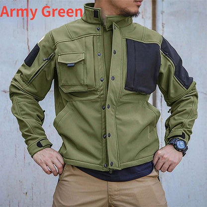 Tactical  Men's Military Soft Shell  Waterproof Windproof Fleece Warm  Multi-pocket Coats - Plush Fashion Shop #