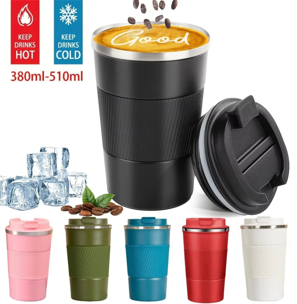 Plush Fashion Hub stainless steel insulated travel mug with double-layer leak-proof design, ideal for sports and outdoor use