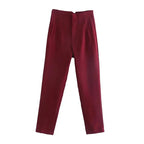 Women’s high waist slim casual trousers by Plush Fashion Hub, featuring a tailored fit and classic style.