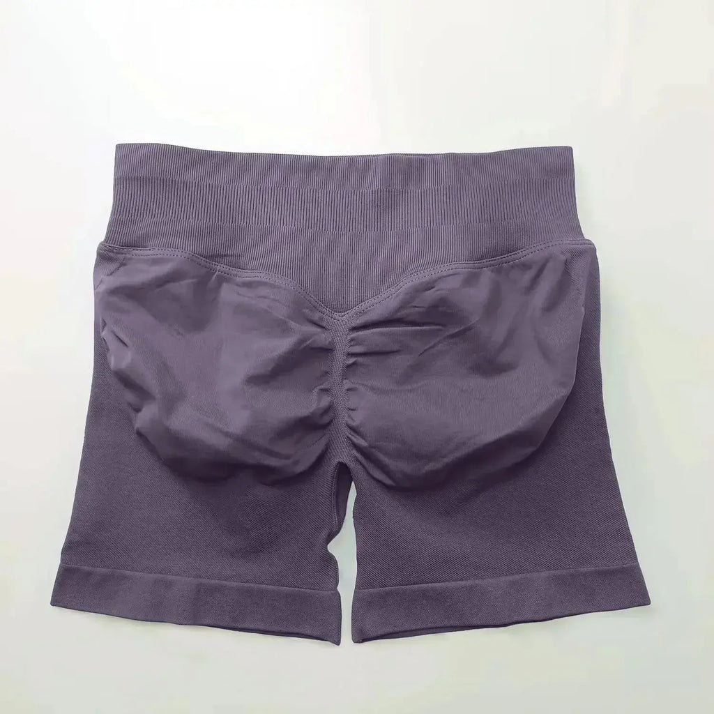 Women's seamless scrunch butt gym shorts for fitness and yoga, featuring high-performance, stretchy fabric from NCLAGEN Gym Wear.