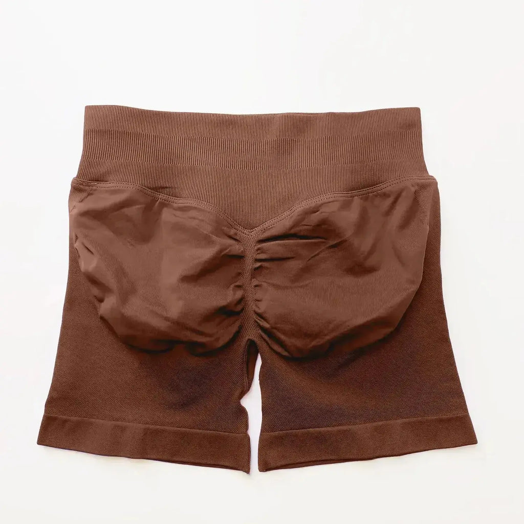 Women's seamless scrunch butt gym shorts by NCLAGEN Gym Wear for high-performance fitness and yoga.