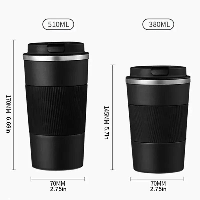 Stainless steel insulated travel mug by Plush Fashion Hub with double-layer, leak-proof lid, ideal for sports and outdoor use.