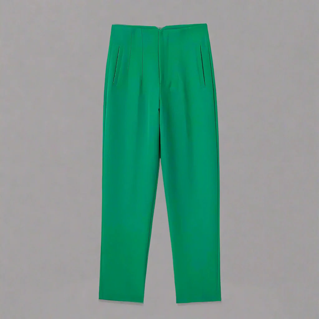 Women’s high waist slim casual trousers by Plush Fashion Hub, featuring a fitted design and classic style.