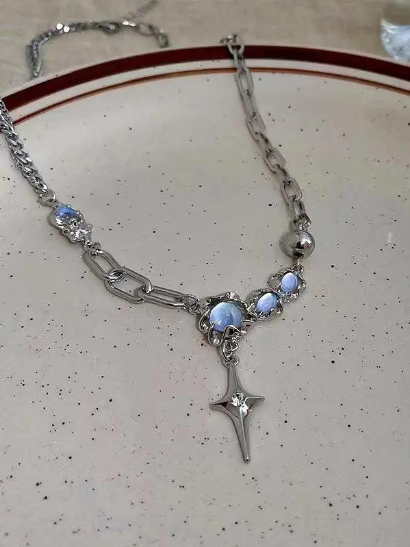 Silver Moonstone Star Necklace Plush Fashion Hub