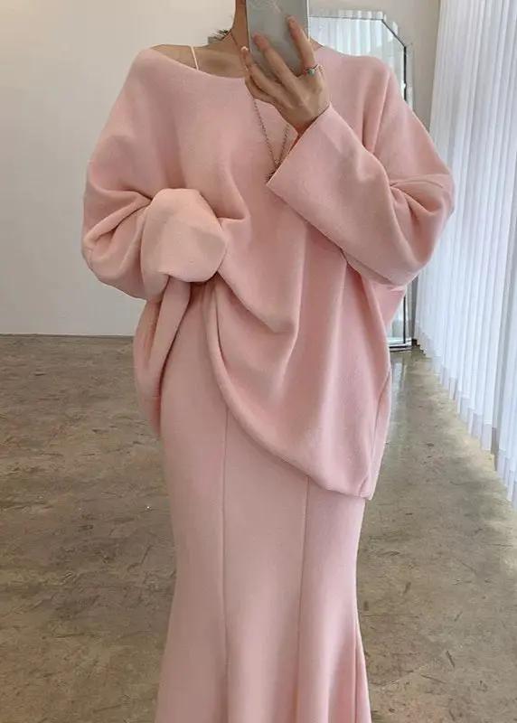 Soft Long-sleeved Sweatshirt & Hip-wrapped Fishtail Skirt Set Plush Fashion Hub