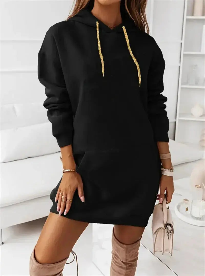 Lightweight women's solid color casual sports hoodie by Plush Fashion Hub, featuring a comfortable pullover design and athletic style.