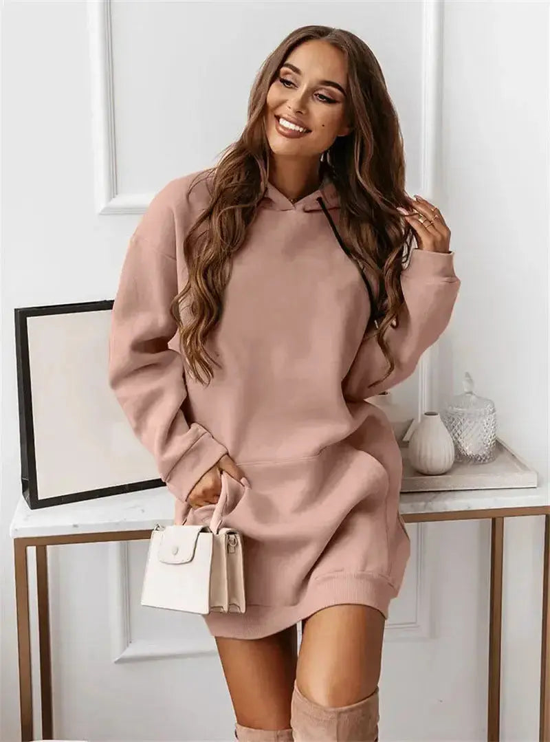 Lightweight women's solid color casual sports hoodie sweatshirt by Plush Fashion Hub, featuring a comfortable pullover design.