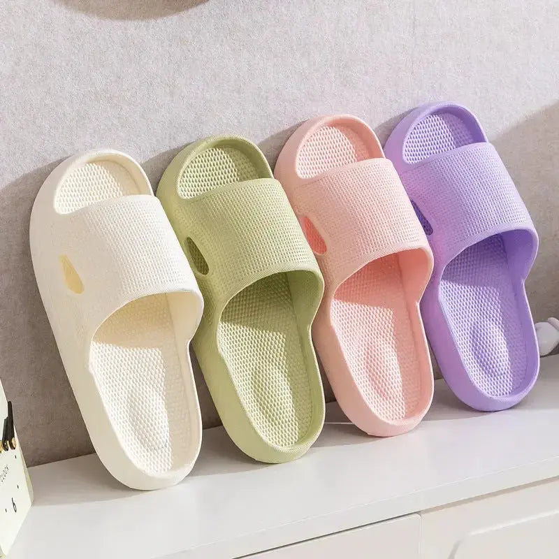 Unisex plush fashion hub thick sole non-slip EVA bathroom slippers in solid color for indoor use