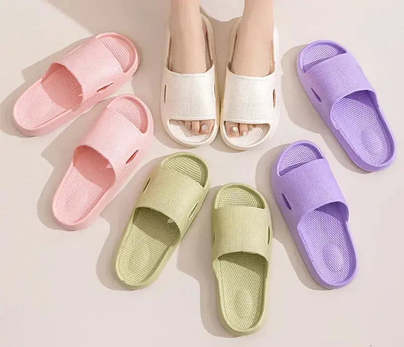 Unisex plush fashion hub thick sole non-slip EVA bathroom slippers, solid color indoor slides for comfortable home wear