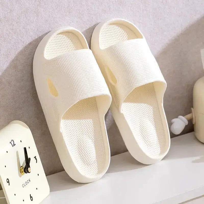 Unisex plush fashion hub thick sole non-slip EVA bathroom slippers in solid color for indoor wear