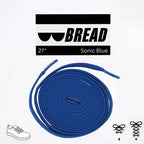 Sonic Blue elastic shoelace by Bread, showing vibrant blue color and flexible, stretchy design for easy lacing.