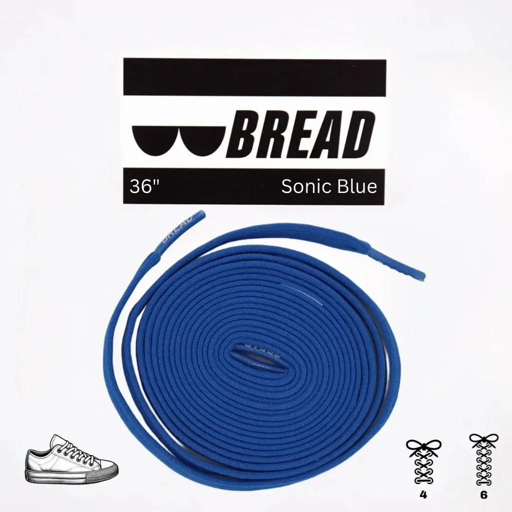 Sonic Blue Bread elastic shoelace with a vibrant blue color and stretchy design, suitable for athletic or casual shoes.