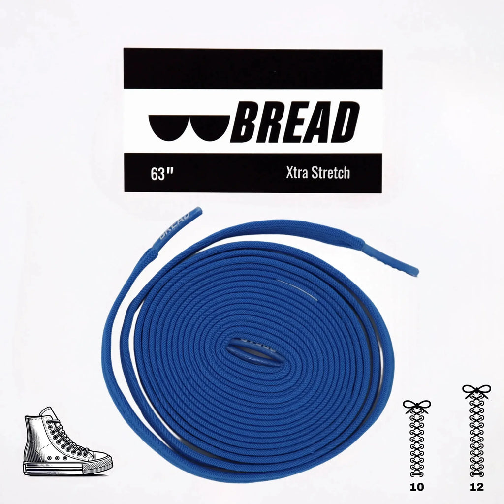 Sonic Blue elastic shoelaces by Bread, showcasing vibrant blue stretchable laces for sneakers or casual shoes.