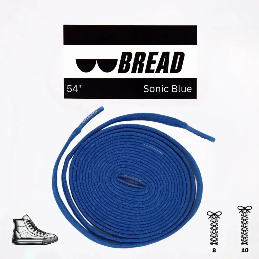 Blue elastic shoelace by Bread, featuring a stretchy, comfortable design ideal for quick lacing and secure fit.