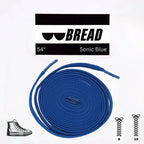 Blue elastic shoelace by Bread, featuring a stretchy, comfortable design ideal for quick lacing and secure fit.