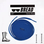 Blue elastic shoelace by Bread, featuring a Sonic Blue color, designed for easy slip-on and secure fit on sneakers.