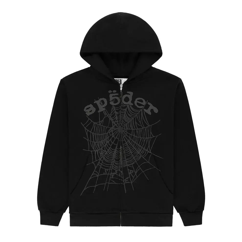 Sp5der OG Web V2 Phantom Zip Up Hoodie Black Supra Sneakers