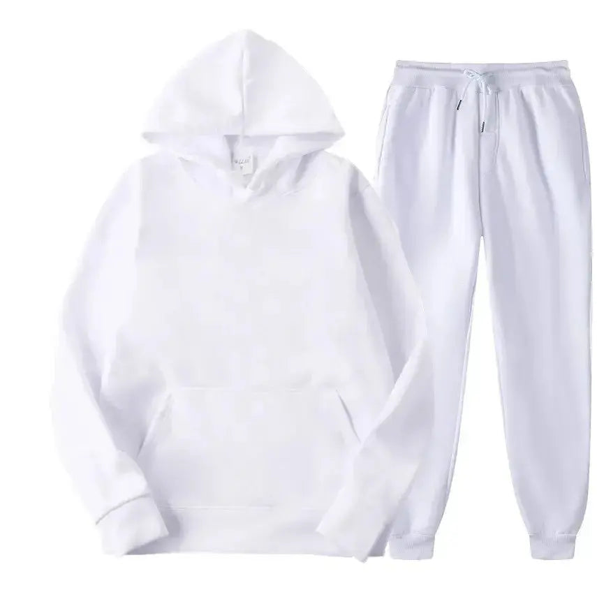 Oversized women's hooded sweatshirt and jogger lounge set in soft polyester from Plush Fashion Hub, with sparkling 220g fabric.