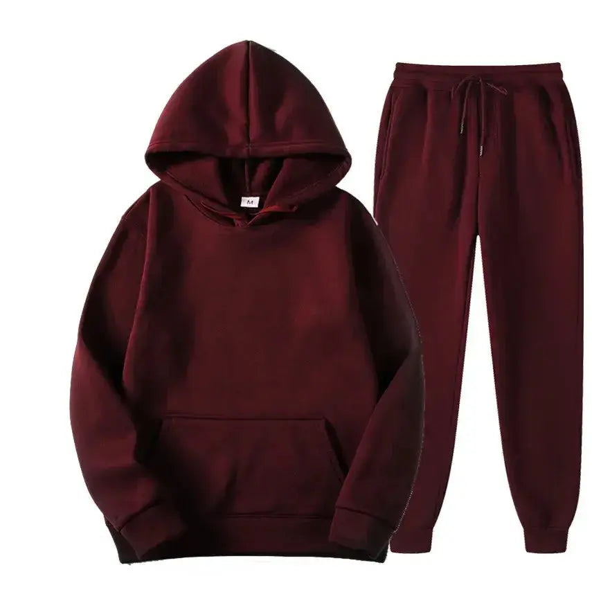 Oversized women's hooded sweatshirt and jogger lounge set in soft polyester with sparkling 220g fabric by Plush Fashion Hub.