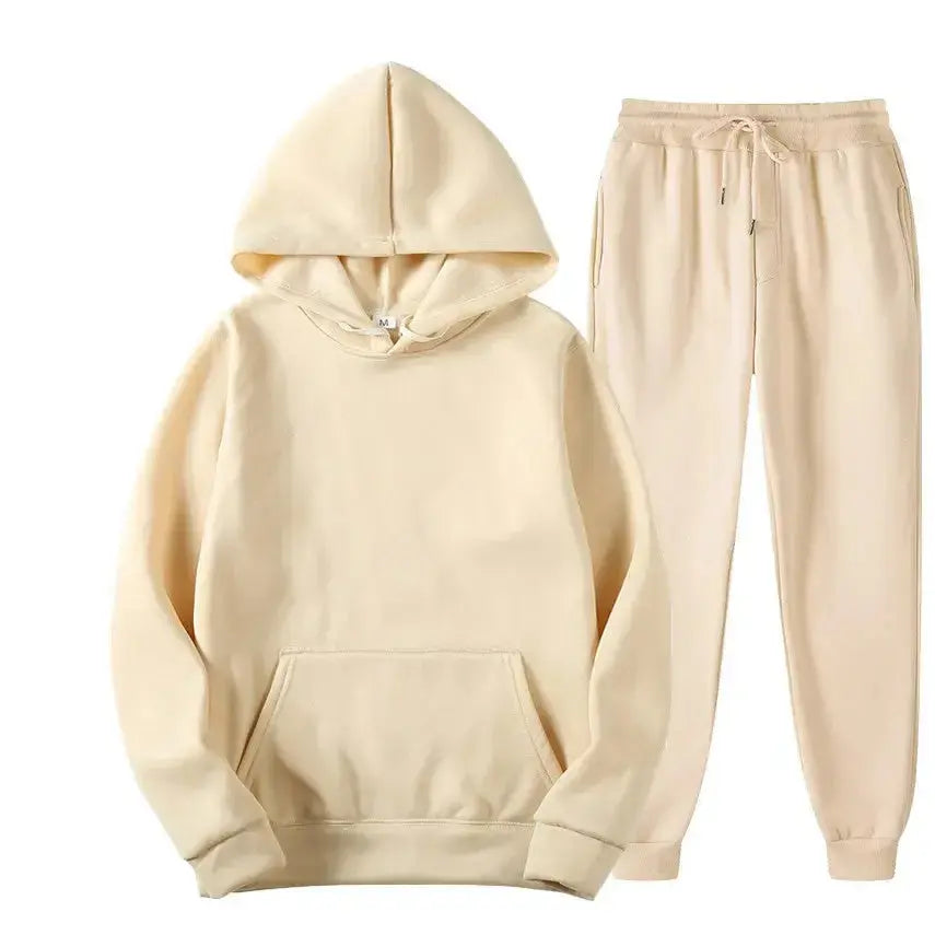 Oversized women's hooded sweatshirt and jogger lounge set in soft polyester fabric by Plush Fashion Hub, with a sparkling style finish.