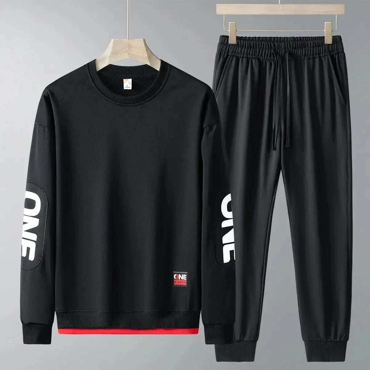 Men's casual sweatshirt and trousers two-piece tracksuit set by Plush Fashion Hub, perfect for spring and autumn wear.