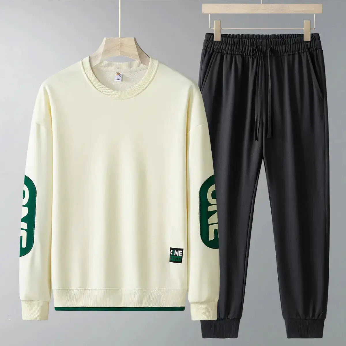 Men's casual sweatshirt and trousers two-piece tracksuit set by Plush Fashion Hub, ideal for spring and autumn wear.