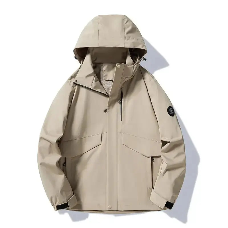 Lightweight spring and autumn waterproof windproof mountain hiking jacket by Social Buzz eSIMs, featuring breathable, detachable outerwear.