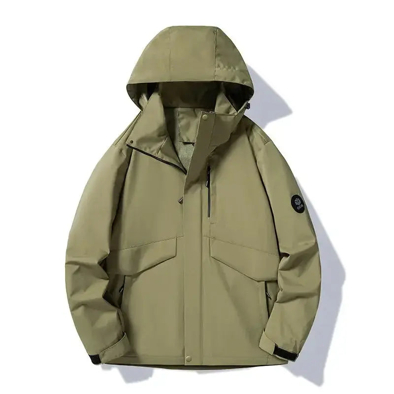 Plush Fashion Hub breathable, waterproof, windproof spring and autumn outdoor mountain hiking jacket with a detachable design.