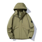 Lightweight breathable waterproof mountain hiking jacket by Social Buzz eSIMs, with windproof and detachable features for outdoor adventures.