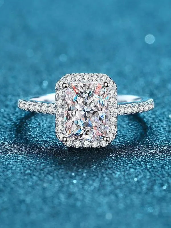 Square Moissanite Silver Diamond Ring Plush Fashion Hub